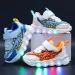 Scarpe da ginnastica casual per bambini con simpatici cartoni animati a LED, per ragazze, in rete, traspiranti, con illuminazione, per bambini_voghion.com