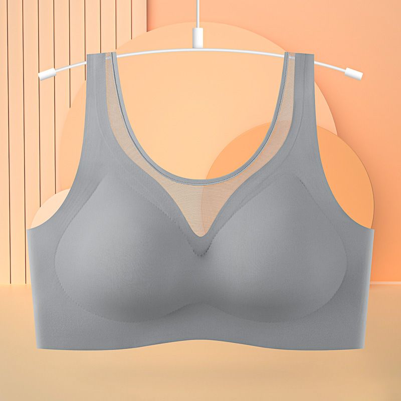 Soutien-gorge sans coutures pour femmes, dos nu, anneau en acier, bonnet fixe, grande taille, collection soutien-gorge auxiliaire à bonnets froncés_voghion.com