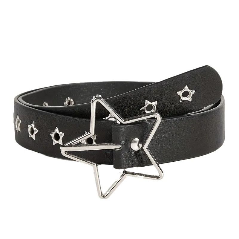 New Women's Rivet Five-Pointed Star Multi-Hole Personality Decoration Korean Style Versatile Pin Buckle Waist Trendy_voghion.com