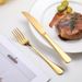 Set di posate di lusso in acciaio inossidabile 1010 da 36 pezzi in confezione regalo in legno dorato - Set completo di coltelli, forchette e cucchiai per una cena raffinata_voghion.com