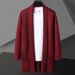 New Autumn Mid-Length Korean Style Slim Fit Trench Coat Men's Knitted Sweater Plus Size Cardigan Jacket_voghion.com