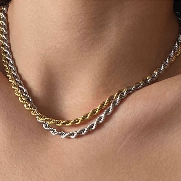 Modische neue Hip-Hop-Trend-Halskette mit geflochtener Kette, 3 mm, für Männer, einzigartige Accessoires im kubanischen Stil, 2er-Set Halsketten_voghion.com