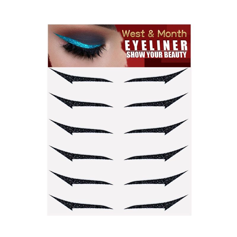 West&Month selbstklebender Eyeliner, sechs Paar doppelte Augenlider, Augen-Make-up-Patch für Bühnenpartys und Clubs_voghion.com