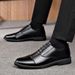 Men's Classic Business Casual Leather Shoes - Soft PU Square Toe Lace-Up Dress Shoes For Office & Daily Wear_voghion.com