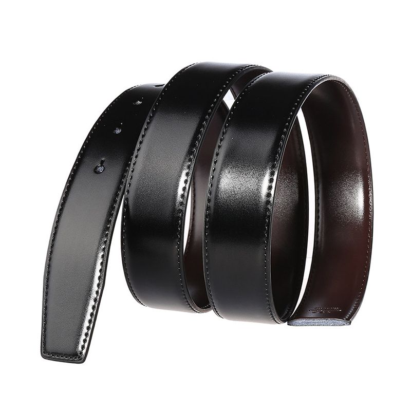 HOT VATLTY 34mm Leather Without Buckle for Men Natural Cowhide 130cm Trouser Casual Brown Reversible Belt Girdles Male_voghion.com