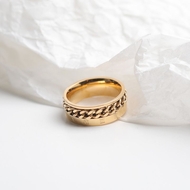 Drehbare römische Ziffern kubanische Kette Titan Stahl für Frauen Ins Style Persönlichkeit Schmuck Hip Hop Paar Zeigefinger_voghion.com