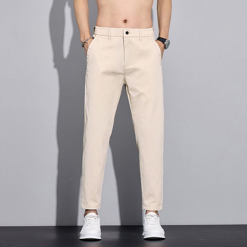 Herrenbekleidung Sommer Neun Punkte Freizeithose Herrenmode Neue elastische gerade Jungenhose Slim Fit Hose Herren_voghion.com