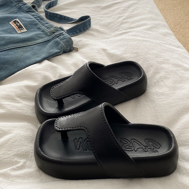 Summer Versatile Solid Color Clip Toe Sandals, EVA Material Fashion Non-slip_voghion.com