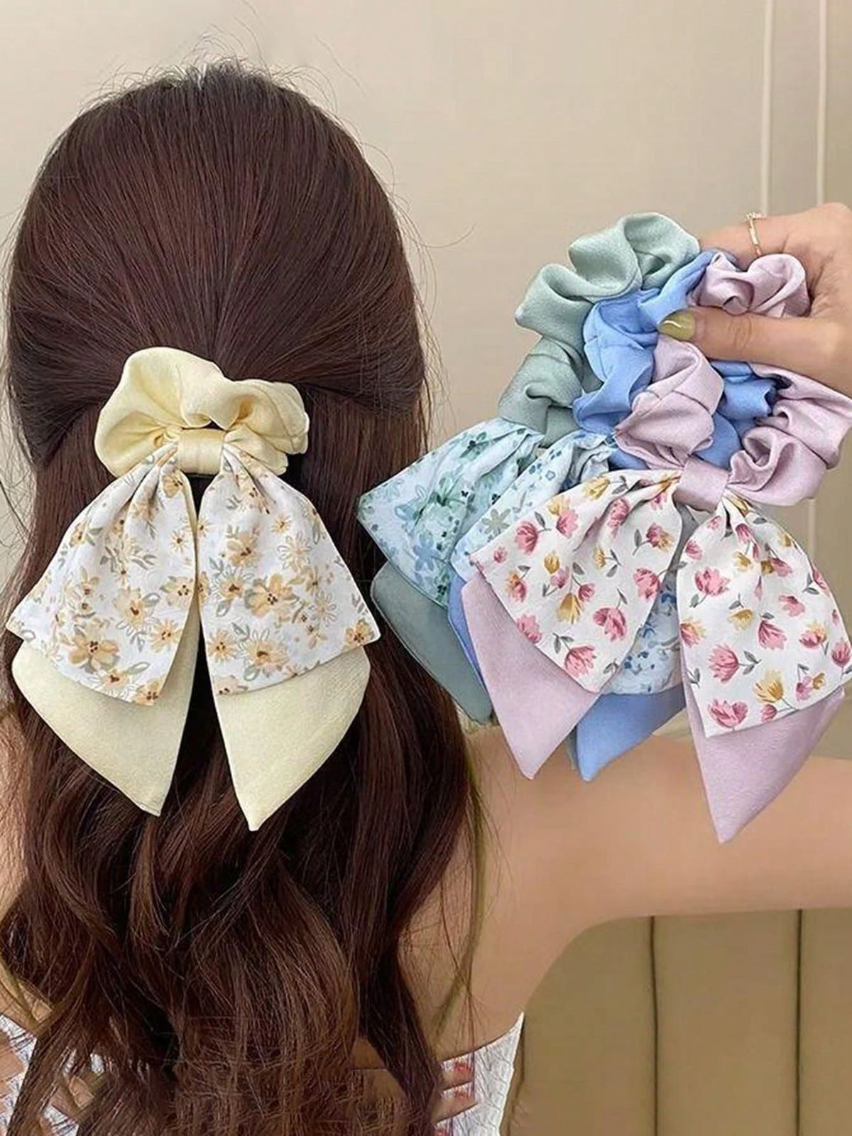 4-teiliges großes Haargummi mit Schmetterlingsnetz, Haarstyling-Zubehör, süßes Dutt-Krawattenband, geeignet für Mädchen im Alltag/auf Reisen_voghion.com