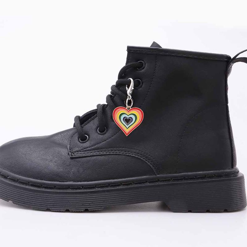 Rainbow Dripping Oil Love Martin Boots Heel Buckle Colorful Metal Peach Heart Shoe Versatile Pendant Accessories_voghion.com