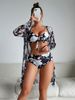 Women's fashion high-end sexy multi-color printed bikini BIKINI three-piece women's swimsuit_voghion.com