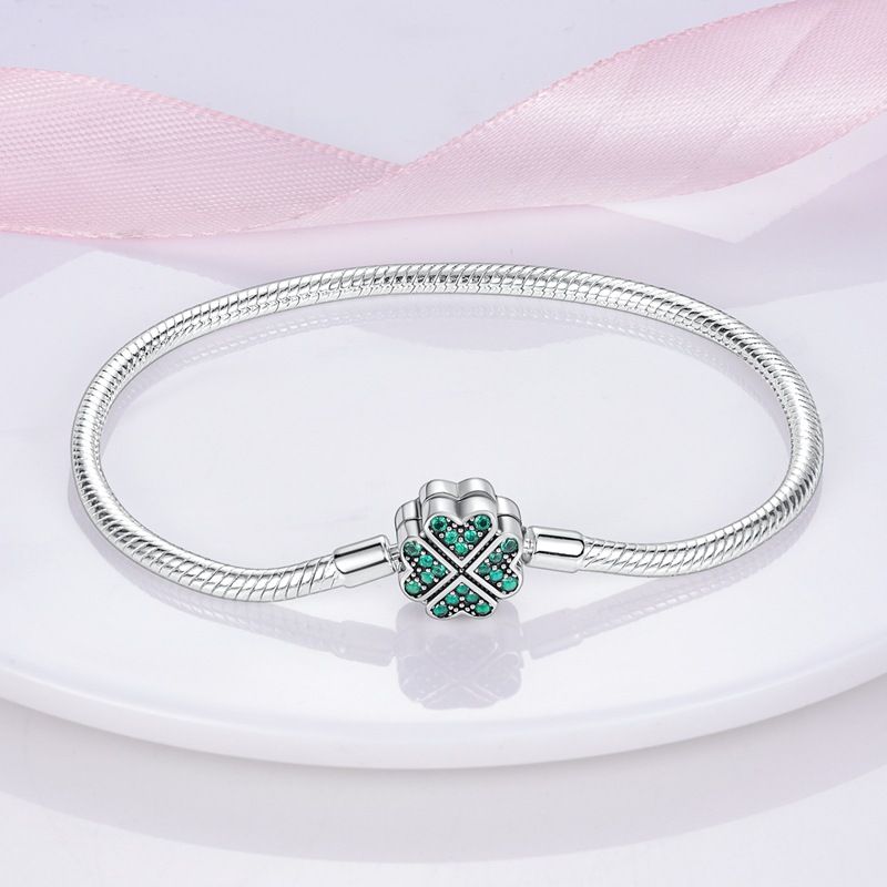Bracelet en argent S925 plaqué cuivre pour femme, pendentif en forme de trèfle à quatre feuilles, attrape-rêves, chaîne en os de serpent_voghion.com