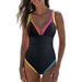 2025 New Color-Block Strap One-Piece Swimsuit Women Bikini_voghion.com