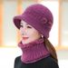 Women's Winter Knit Beret Hat With Rabbit Fur & Scarf Set - Soft Warm Fleece Lined Beanie For Cold Weather, (Grey/Beige/Burgundy/Purple)_voghion.com