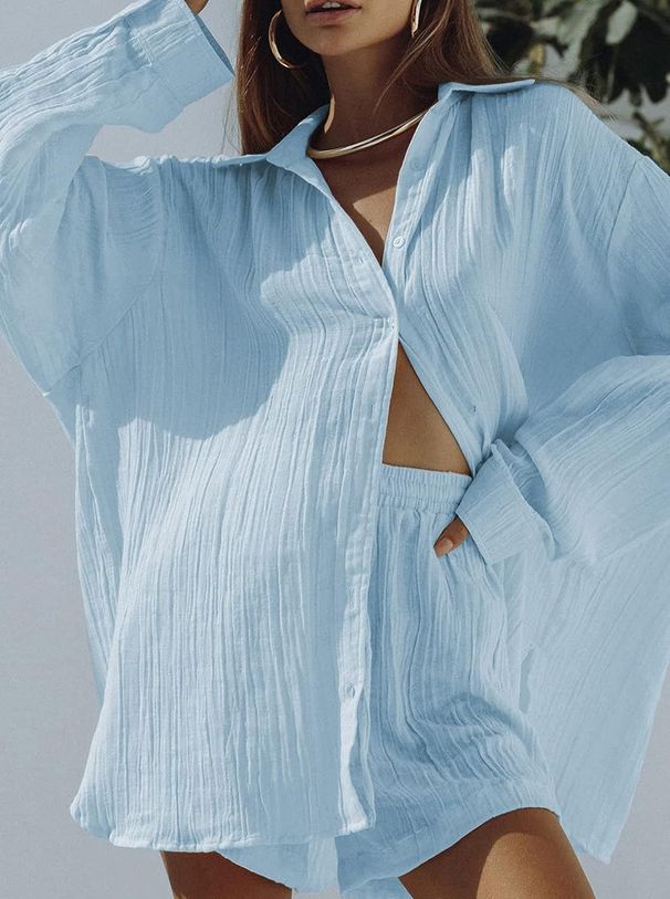 Audday, completo sportivo da donna casual in due pezzi, estate 2024, con maglietta a maniche lunghe e pantaloncini_voghion.com