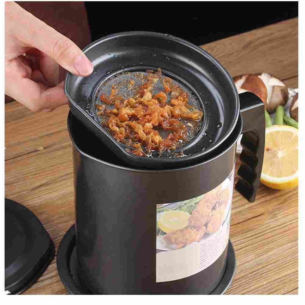 Contenitore per grasso a prova di perdite da 1,3 l, utensile da cucina, bollitore, separatore di cottura, pentola multifunzione con filtro per la conservazione dell'olio_voghion.com