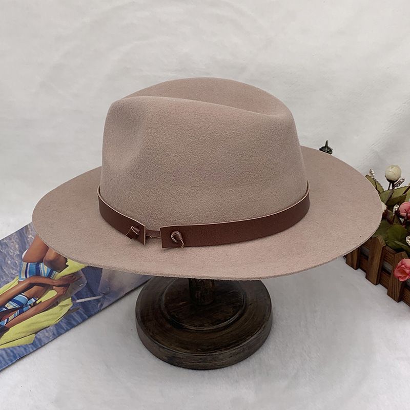 Wool wool Panama stylish men's jazz top hat autumnwinter hat with upside-down brim_voghion.com