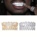 Real Gold Plated 10 Teeth Micro Paved Full Dia HIPHOP Bracelet Halloween Hip Hop Accessories_voghion.com