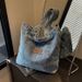 Borsa shopping in denim di grande capacità da donna, semplice in tela per studenti, a tracolla e a mano_voghion.com