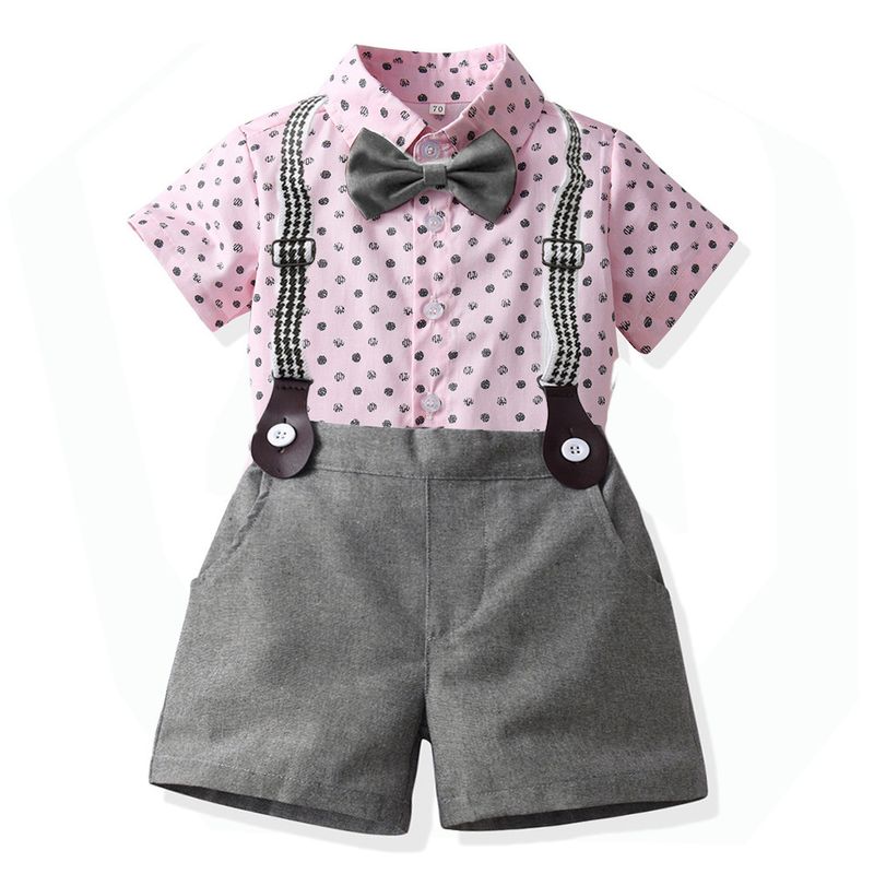 Children's baby boy fashion gentleman dress boy short sleeve shorts suit straight hair summer new children's clothing_voghion.com