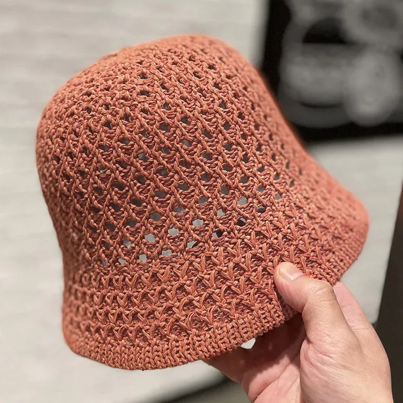 Nieuw binnen Brede zonnerand Floppy zomer voor strand Panama stro koepel weef emmer holle vrouwelijke hoed gebreide vrouwen hoeden_voghion.com