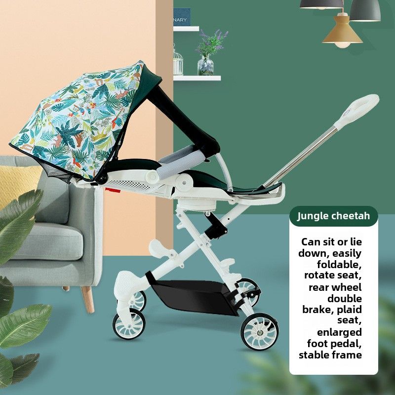Dětský chodící vozík s artefakty, ultralehký skládací, pro děti s vysokou polohou, miminka mohou sedět a ležet, otočení jedním kliknutím_voghion.com