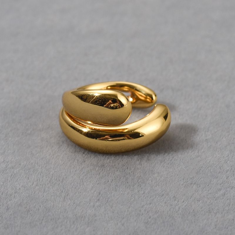 Double Layer Ear Cuff With 18K Gold Plating - Elegant No-Piercing Ear Clip For Women, Minimalist Geometric Design For Everyday Wear_voghion.com