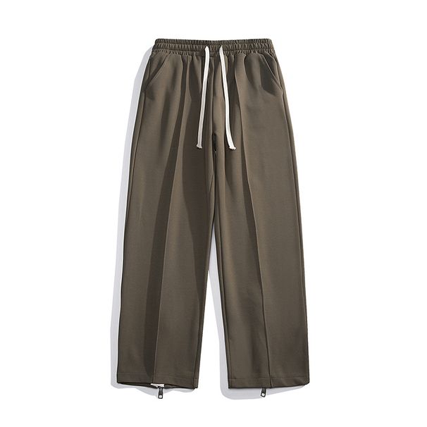 Herren Loose-Fit Freizeithose – Leicht ausgestellt, Unifarben, Minimalistische Streetwear (Schwarz/Dunkelgrau/Erbsengrün/Apricot/Camel, M-XXXL)_voghion.com