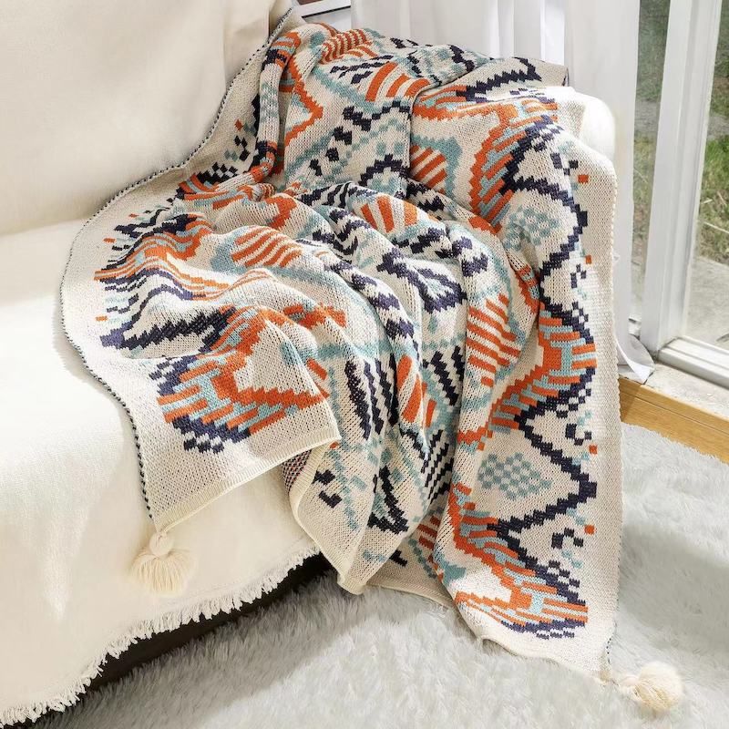 Navajo Sun Blanket Thickened Knitted Bohemian Office Nap Air Conditioning Blanket Sofa Blanket Baby Blanket_voghion.com