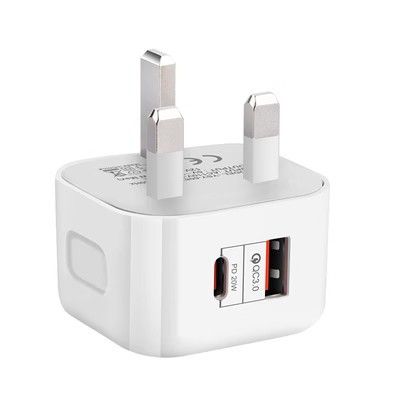 syct Hong Kong Version PD Charger 20W Fast Compatible With Iphone 12/13 Charging Head Type-C + USB Dual Port UK/EU Plug_voghion.com