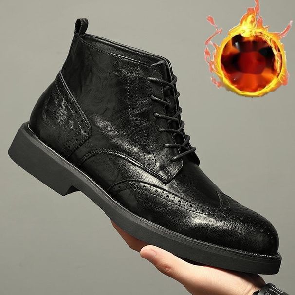 26ss Martin Herren High Top Brogue British Work Rindsleder Handgefertigte Casual Lederstiefel mit dicker Sohle und Fleecefutter_voghion.com