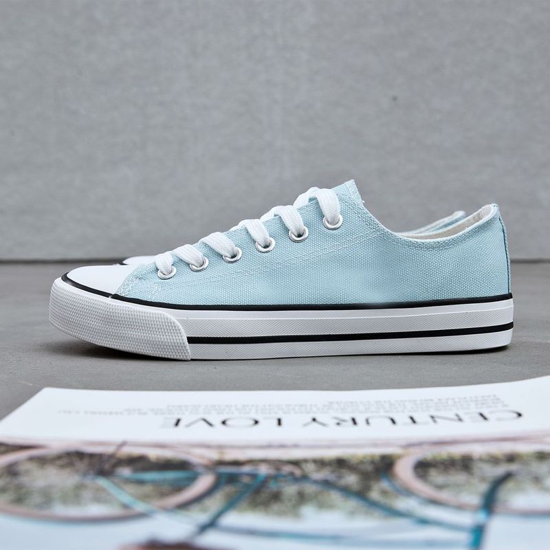 Klassiska enfärgade snörskor för kvinnor, Sneaker med låga canvas, damskor_voghion.com