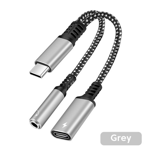 USB C - 3,5 mm kuulokeliitäntäsovitin PD60W pikalatauskaapeli audioavustinsovitin iPad Prolle Samsung S20_voghion.com