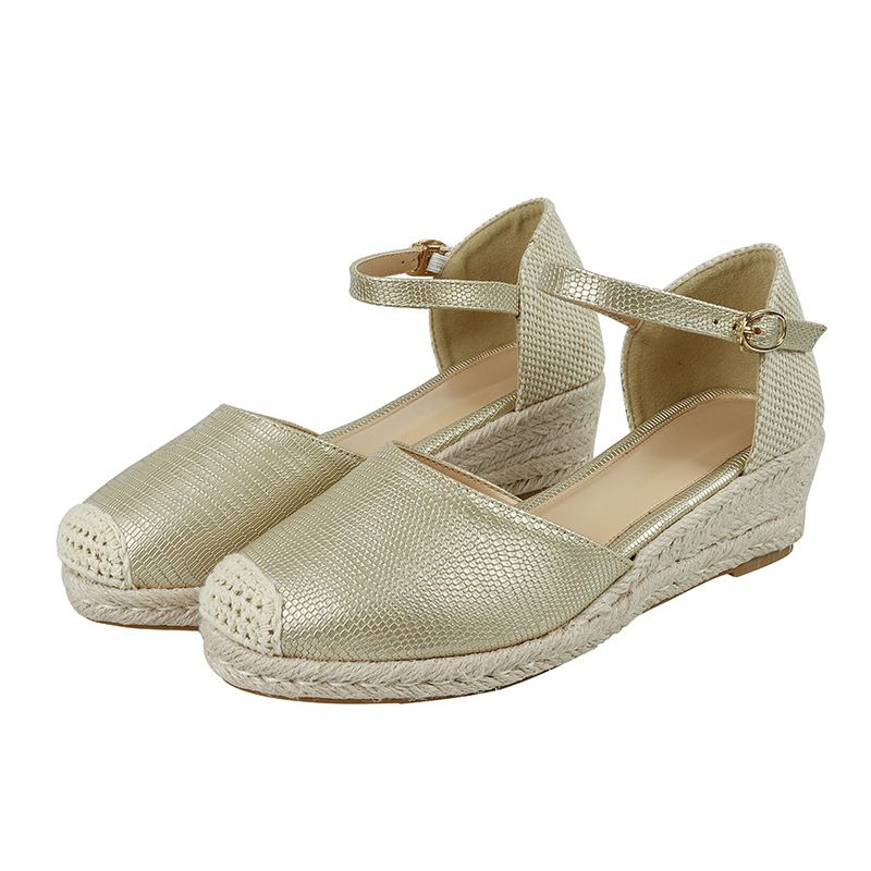 Damenschuhe Frühling Neue runde Zehen Flachmund Sandalen Große Größe Damen Internet-Berühmtheit Gleicher Stil Schnalle Mode_voghion.com