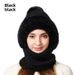 New High Elasticity Solid Color Knitted Scarf Mask One-piece Women Winter Riding Windproof Warm Hat_voghion.com