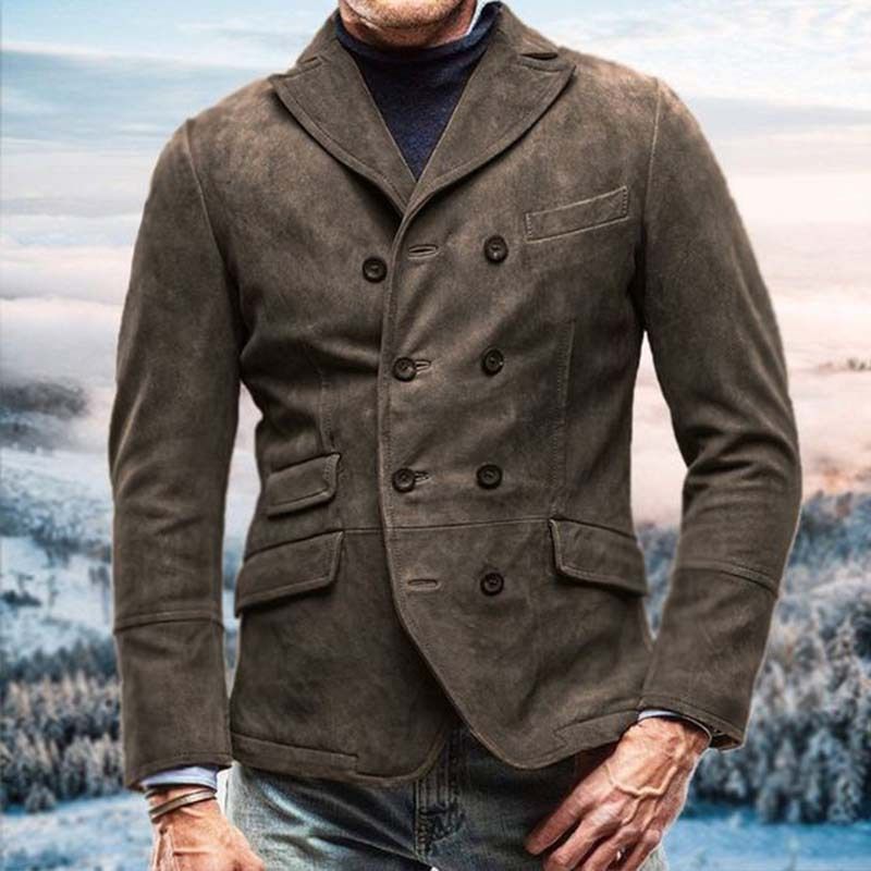 Vintage Men's Casual Jacket – Windproof Polyester Coat With Zip Pockets, Slim Fit, Retro Style (Black, Grey, Brown, Khaki, Army Green)_voghion.com
