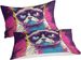 Parure de lit 3 pièces avec housse de couette imprimée en 3D Grumpy Cat, en microfibre douce avec fermeture éclair, taies d'oreiller pour adolescents et adultes._voghion.com