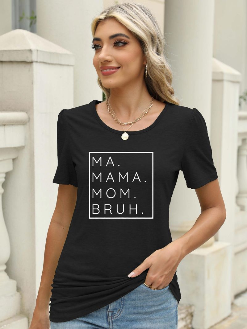 T-shirt stampate a maniche corte con scollo rotondo laterale e maniche a pipistrello da donna_voghion.com