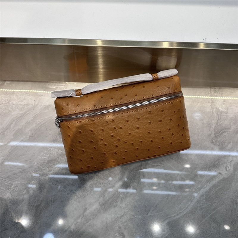 Straußenkorn Lunchbox Modische Einzelschulter Diagonalkreuz Damen Hochwertiges Leder Make-up_voghion.com