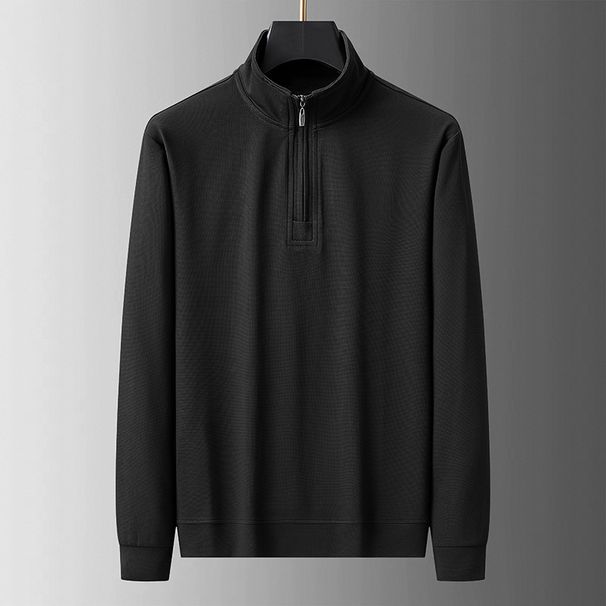 Men's Stylish Pullover Hoodie - Slim Fit Stand Collar Casual Sweatshirt For Teens & Adults (Black, Army Green, Beige, Navy, Fleece Lined Options)_voghion.com