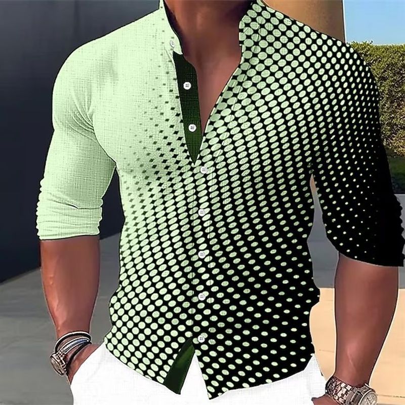 Herrenbekleidung Herren-Freizeitmode Herren-Langarmhemd mit 3D-Digitaldruck, großes Hemd_voghion.com
