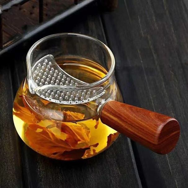 Glass Teapot With Built-in Filter – 350ml/250ml Heat-Resistant Borosilicate Tea Pitcher, Drip-Free Spout, Bamboo Joint Design, Gift Box_voghion.com