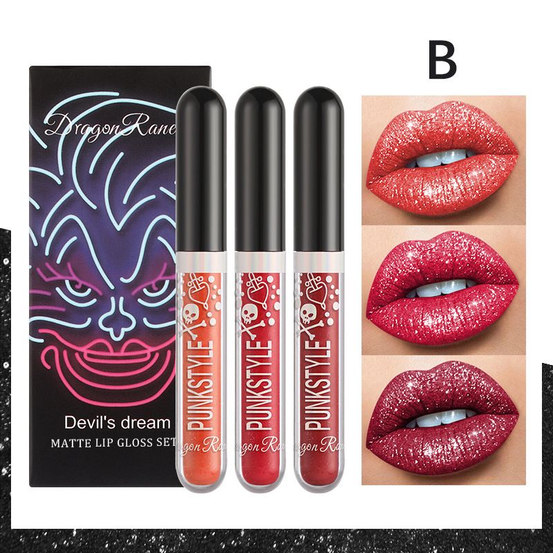 3 pezzi rossetto glitter liquido glitter lucidalabbra diamante luccicante rossetto opaco set lunga durata alto pigmento glitter regalo di trucco per feste di halloween_voghion.com