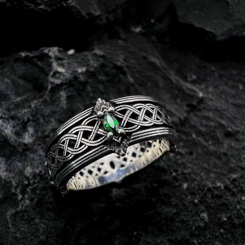 Kreativt designværktøjsnøgle Tigerfjer Græskar Torn Høj kvalitet metal åben ring Herrering Kreativt design Mode_voghion.com