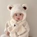 Sciarpa per bambini integrata autunno inverno nuovo super carino ragazzi e ragazze spesso caldo protezione per le orecchie cappello set 2 pezzi_voghion.com