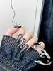 Edgy Y2K Press On Nails - Dark Dazzling Glitter & Butterfly Design, Gothic Glam Reusable Nails_voghion.com