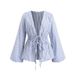 Elegante camicia a righe – blusa a maniche lunghe con cintura (S-XL, vestibilità ampia)_voghion.com