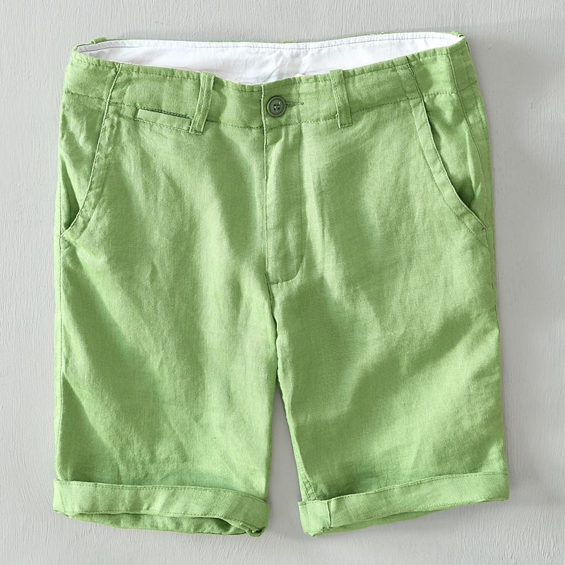 Vêtements pour hommes, mode, personnalité, pantalons décontractés simples, shorts fins en pur lin pour hommes, pantalons de plage amples, respirants et polyvalents_voghion.com