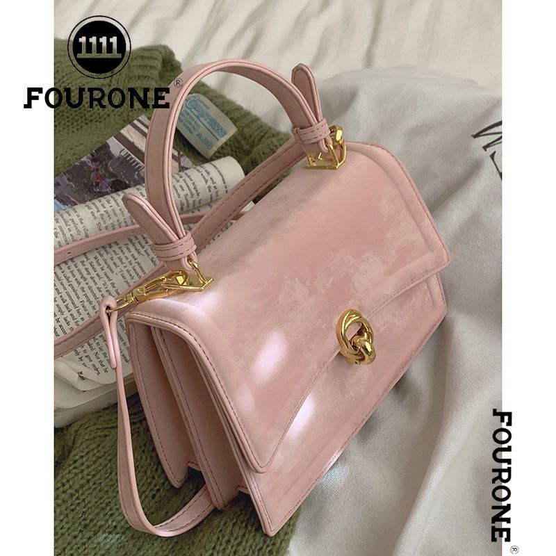 Borsa a tracolla quadrata rosa - Borsa tote alla moda coreana per donna, elegante borsa a tracolla e versatile pochette a mano_voghion.com