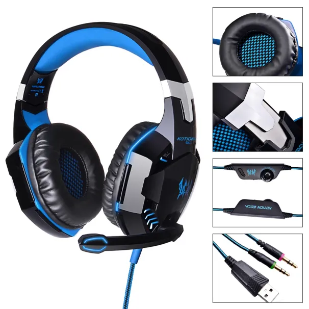 Cuffie da gioco cablate 2023 Cuffie grandi con microfono luminoso a LED Auricolari stereo Bassi profondi per PC Computer Gamer Laptop PS4_voghion.com